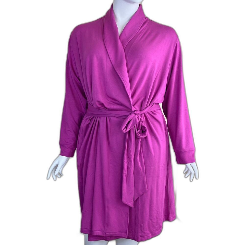 Soft Surroundings Women's Size 2X Fuchsia Clara Jersey Knit NEW Robe Casual Cozy